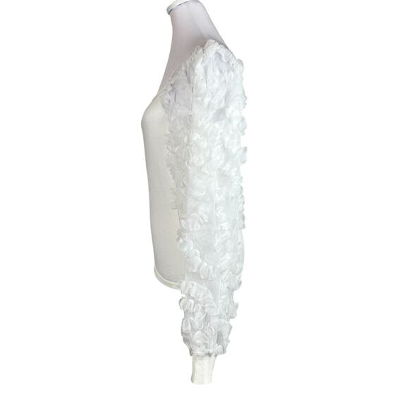 🆕 Marc NY Top Womens Size M White Knit w Tulle Pouf Ruffle Sleeves Romantic NWT - Picture 2 of 11